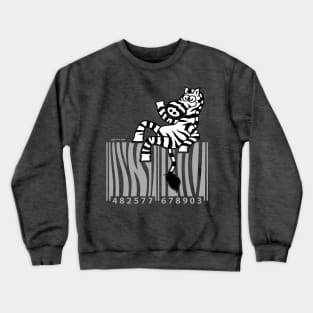 Cool zebra smiling and waving while seated on top of a barcode Crewneck Sweatshirt